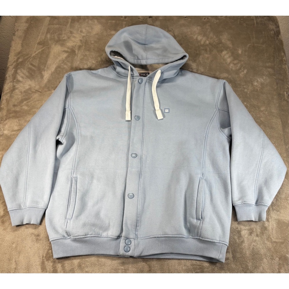 Southpole Hoodie Jacket Mens 2XL XXL‎ Light Blue Good Y2K Snap Front Streetwear